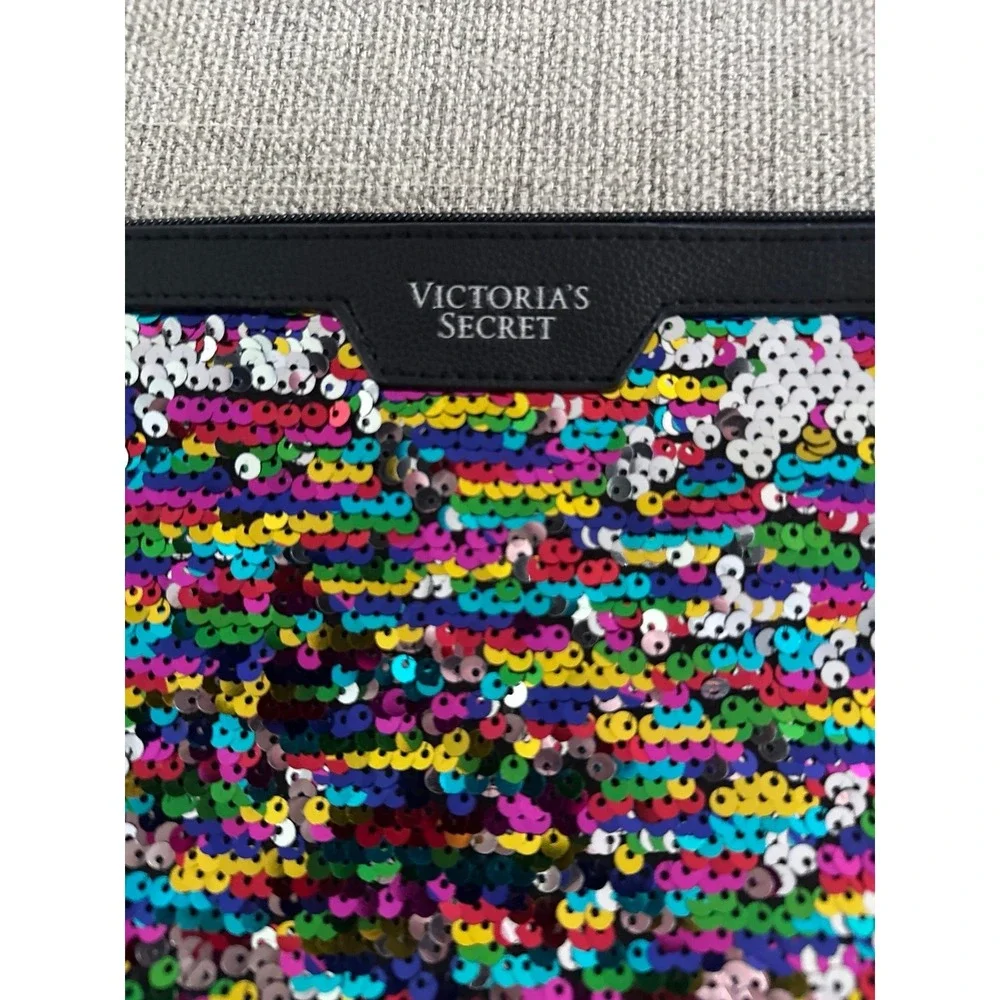 Victoria's Secret colorful sequin sparkle wristlet‎ clutch purse cosmetic bag